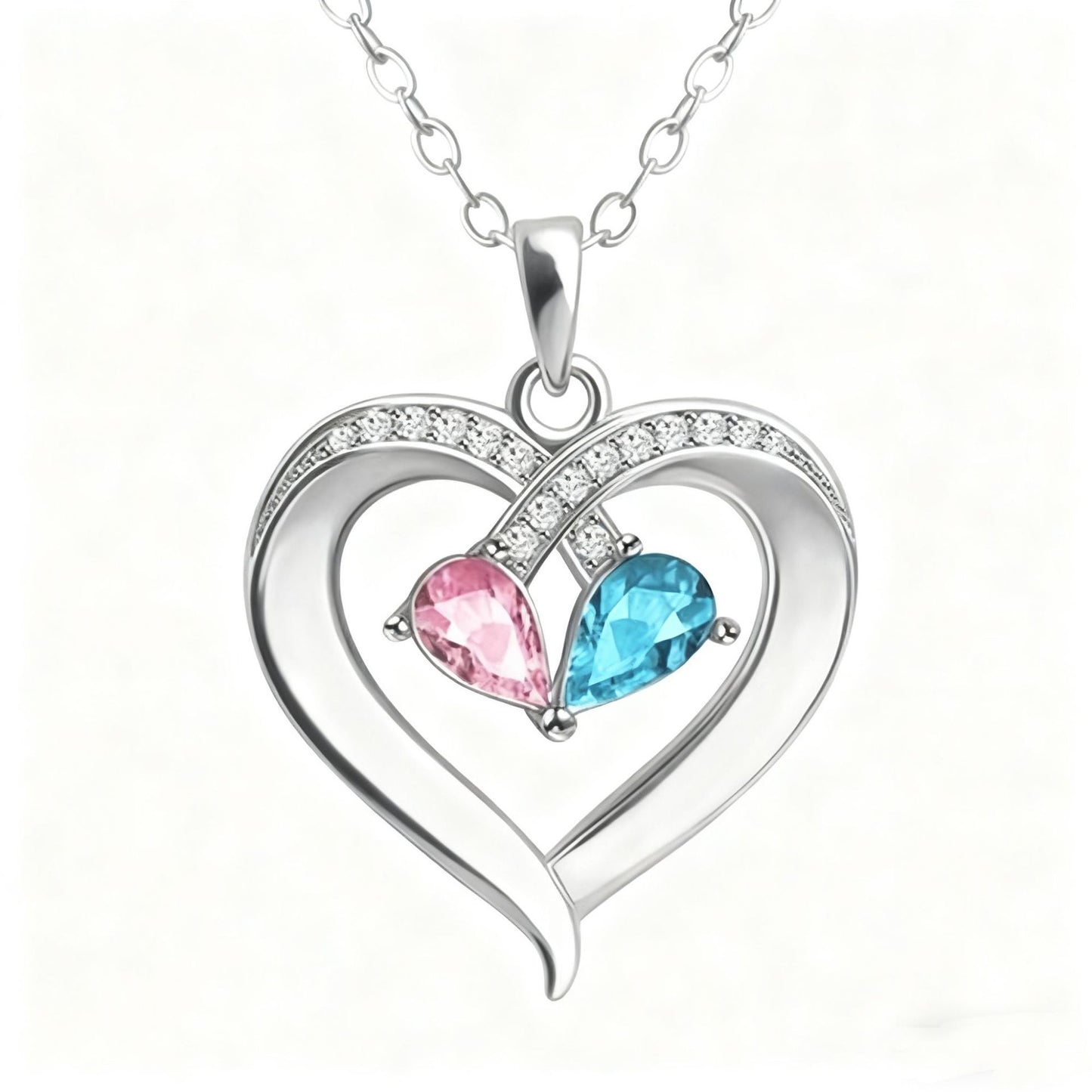 Two-tone Waterdrop And Heart Pendant Necklace