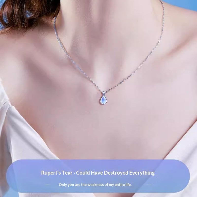 Womens 925 Sterling Silver Ruperts Tears Necklace