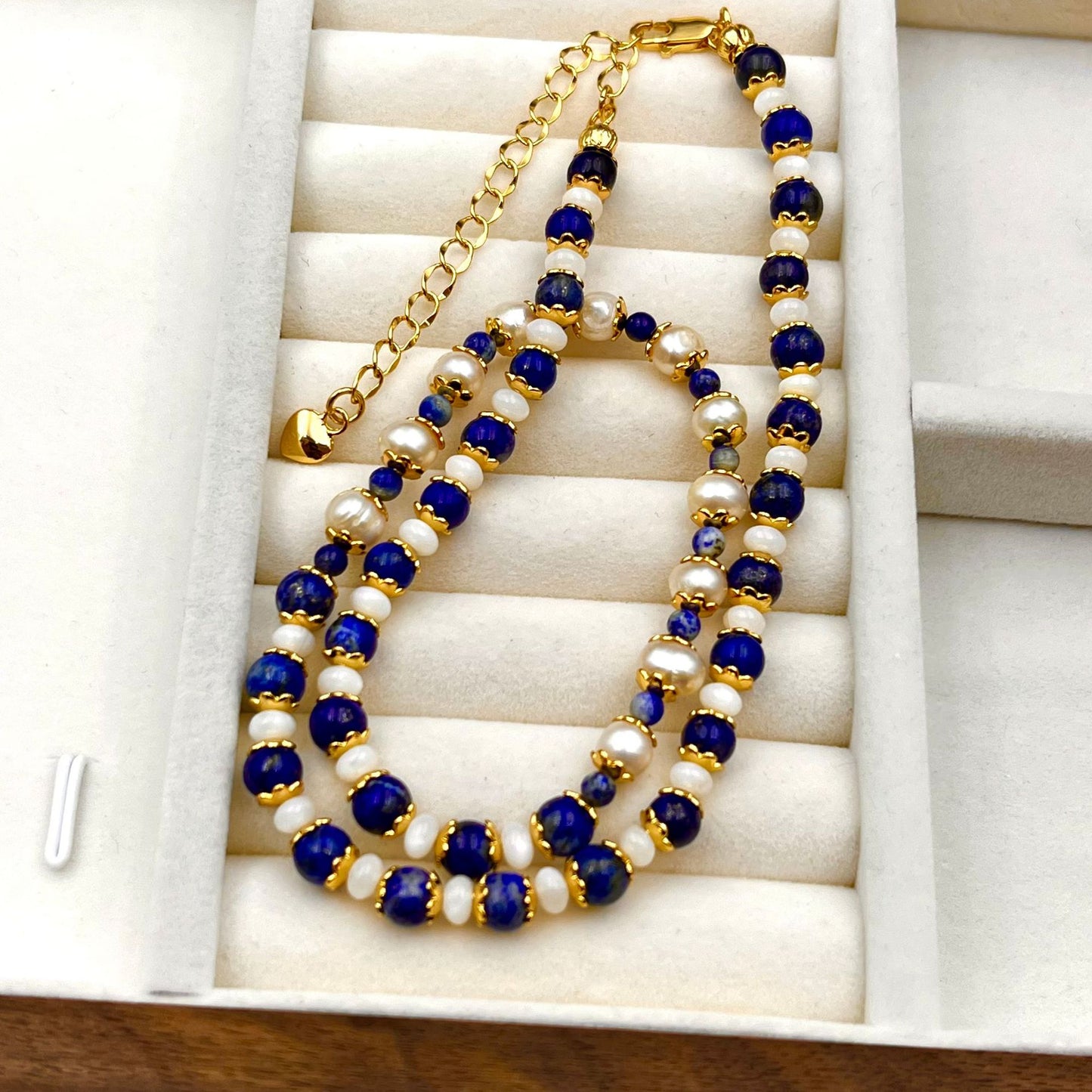 Retro Lapis Stone Pearl Fashion Necklace For Women