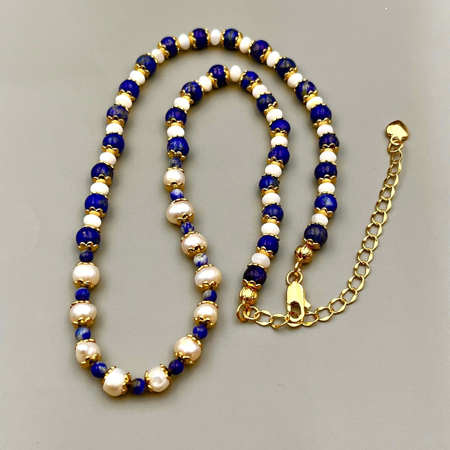 Retro Lapis Stone Pearl Fashion Necklace For Women