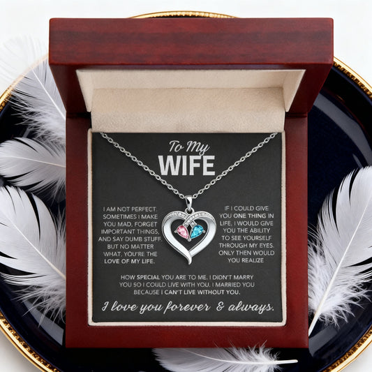 Two-tone Waterdrop And Heart Pendant Necklace