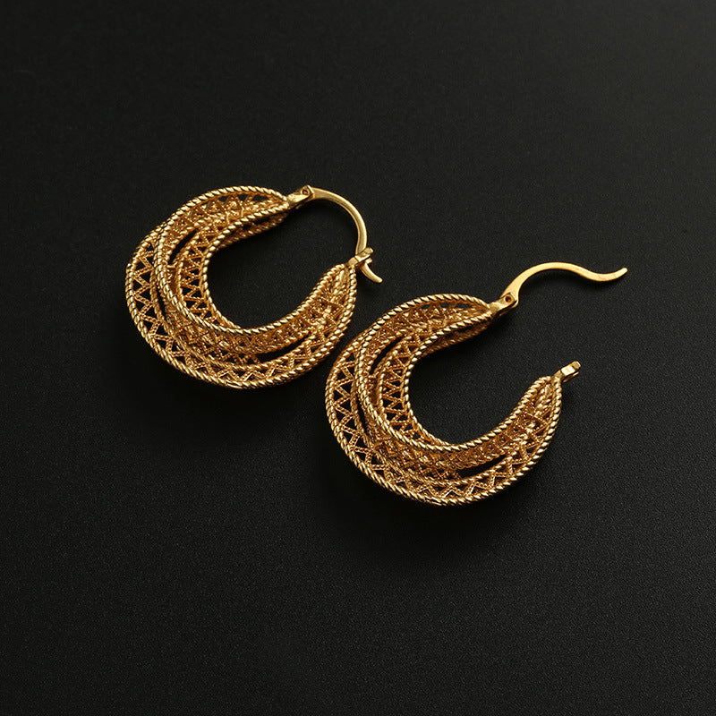 Old Gold Light Luxury Exaggerated Earrings