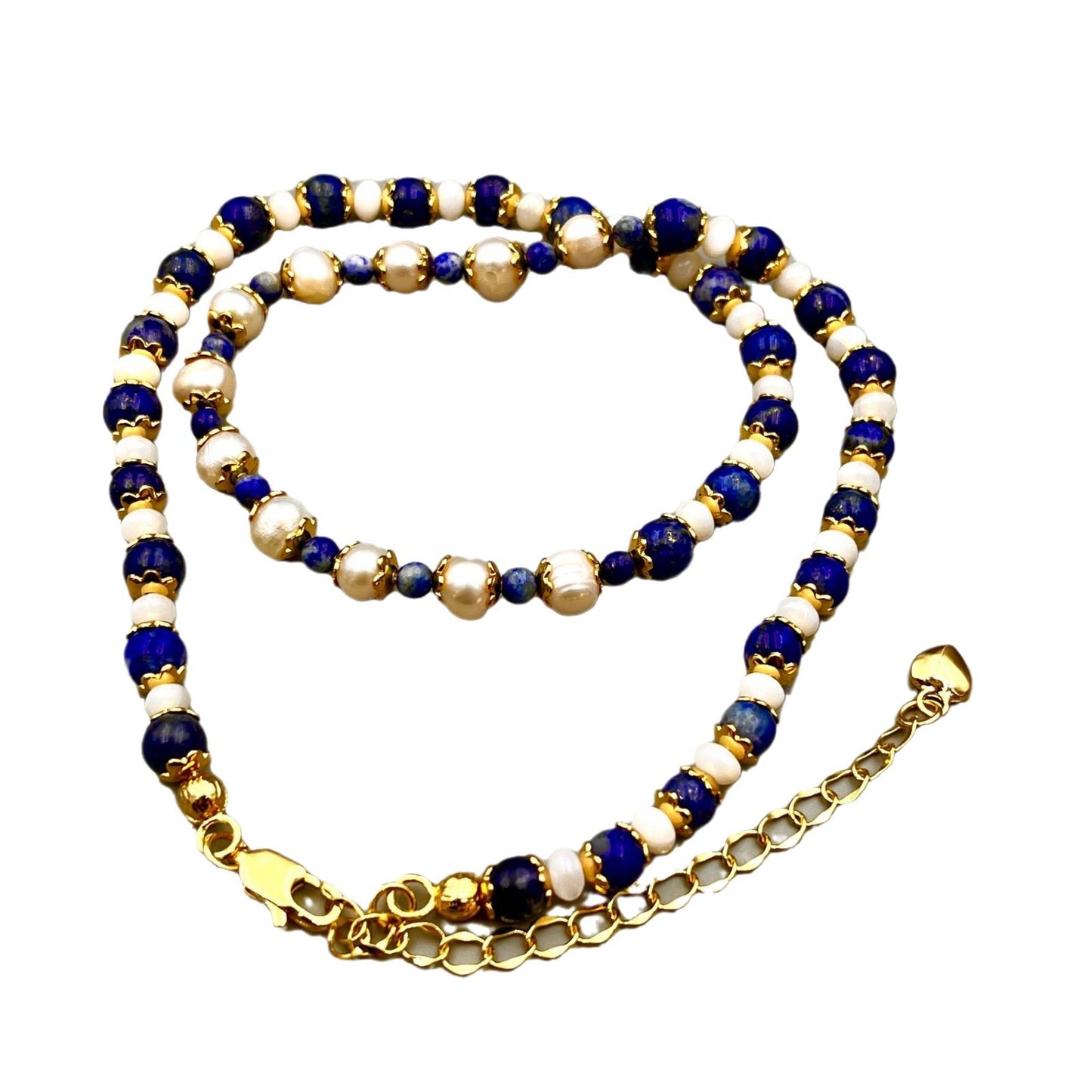 Retro Lapis Stone Pearl Fashion Necklace For Women